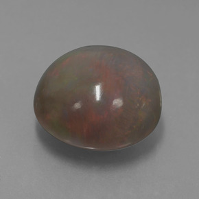 Ópalo chocolate multicolor natural de 11,31 ct, corte redondo, opaco
