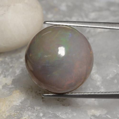 Ópalo de chocolate Multicolor natural de 11.31 ct, Corte Redondo, Opaco