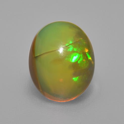 Ópalo chocolate multicolor natural de 2,95 ct, corte óvalo, translúcido