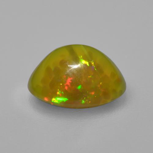 Ópalo chocolate multicolor natural de 2,95 ct, corte óvalo, translúcido