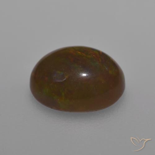 Ópalo de chocolate Multicolor natural de 1.18 ct, Ovalada, Translúcido