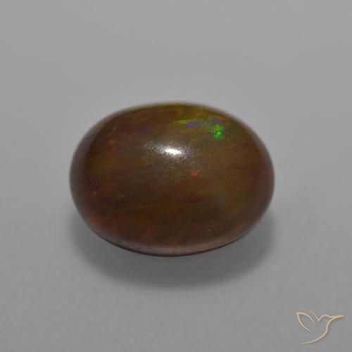 1.26ct Natural Multicolor Ópalo de chocolate, Ovalada, Translúcido