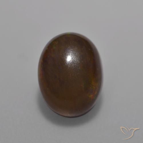 Ópalo de chocolate Multicolor natural de 1.26 ct, Ovalada, Translúcido
