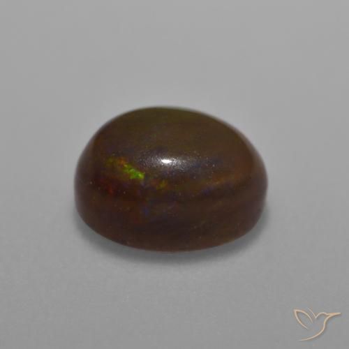 Ópalo de chocolate Multicolor natural de 1.26 ct, Ovalada, Translúcido