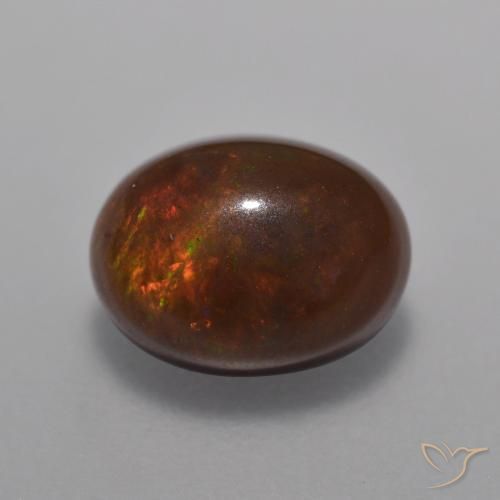 1.01ct Natural Multicolor Ópalo de chocolate, Ovalada, Translúcido