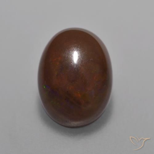 Ópalo de chocolate Multicolor natural de 1.01 ct, Ovalada, Translúcido