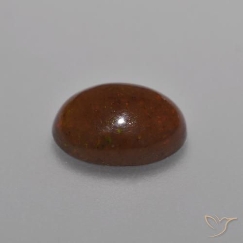 Ópalo de chocolate Multicolor natural de 0.76 ct, Ovalada, Translúcido
