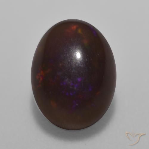 0.98ct Natural Multicolor Ópalo de chocolate, Ovalada, Translúcido