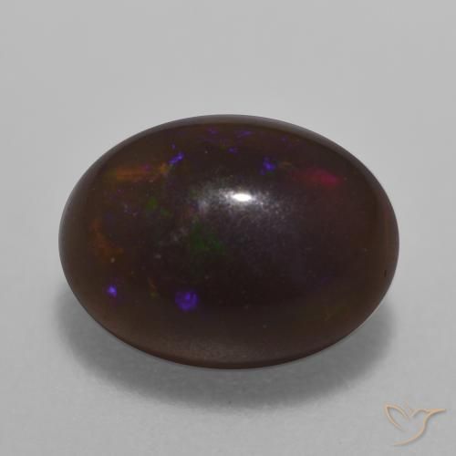 Ópalo de chocolate Multicolor natural de 0.98 ct, Ovalada, Translúcido