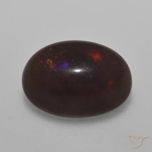 Ópalo de chocolate Multicolor natural de 0.98 ct, Ovalada, Translúcido