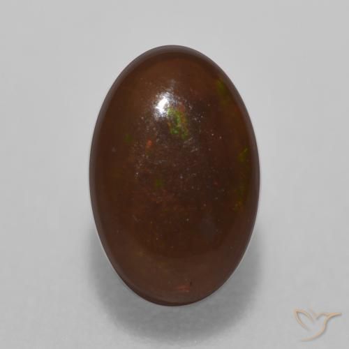 0.44ct Natural Multicolor Ópalo de chocolate, Ovalada, Translúcido
