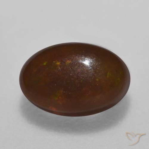 Ópalo de chocolate Multicolor natural de 0.44 ct, Ovalada, Translúcido