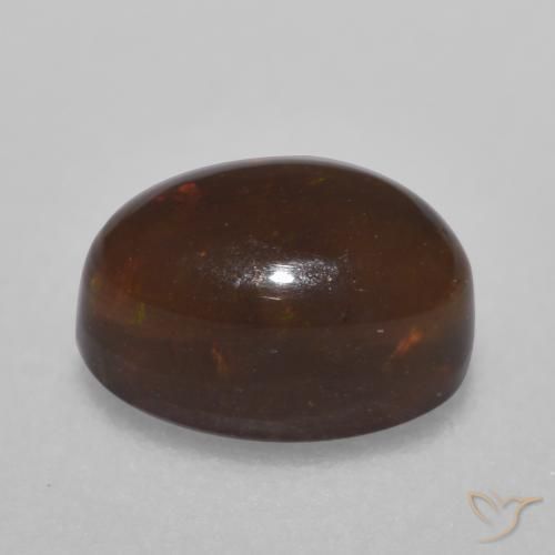 Ópalo de chocolate Multicolor natural de 0.44 ct, Ovalada, Translúcido
