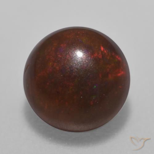 0.64ct Natural Multicolor Ópalo de chocolate, Redondo, Translúcido