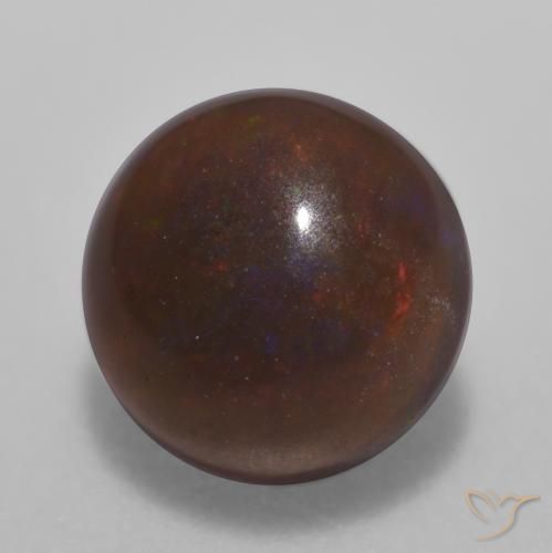 Ópalo de chocolate Multicolor natural de 0.64 ct, Redondo, Translúcido