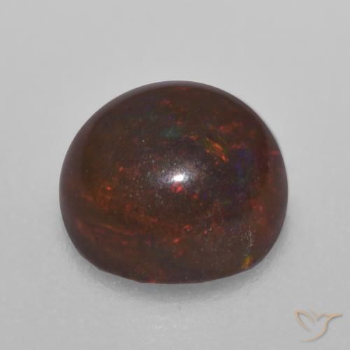 Ópalo de chocolate Multicolor natural de 0.64 ct, Redondo, Translúcido