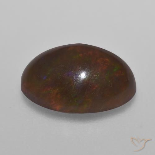 Ópalo de chocolate Multicolor natural de 1.51 ct, Ovalada, Translúcido