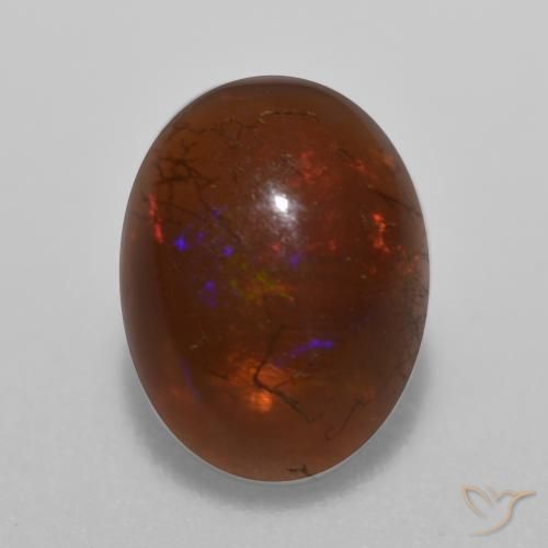 Ópalo de chocolate Multicolor natural de 0.71 ct, Ovalada, Translúcido