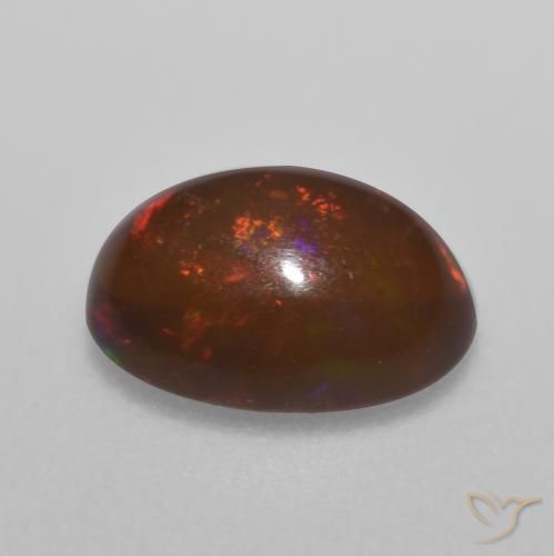 Ópalo de chocolate Multicolor natural de 0.71 ct, Ovalada, Translúcido