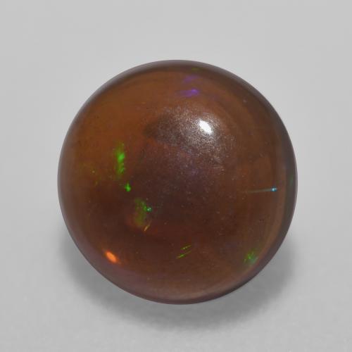 Ópalo chocolate multicolor natural de 0,47 ct, corte redondo, translúcido