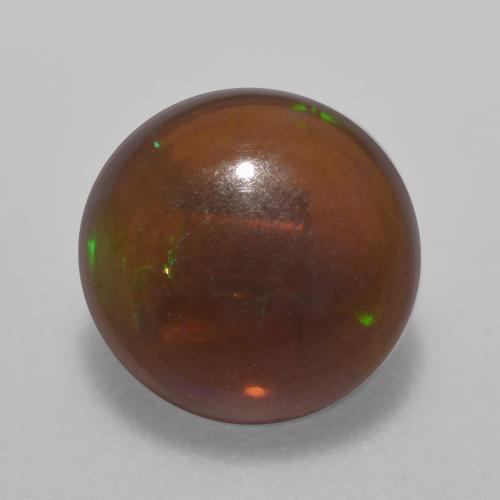 Ópalo chocolate multicolor natural de 0,47 ct, corte redondo, translúcido