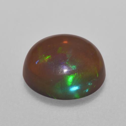 Ópalo chocolate multicolor natural de 0,47 ct, corte redondo, translúcido