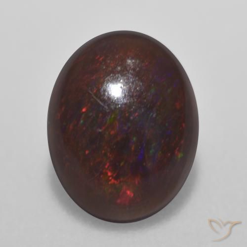 Ópalo de chocolate Multicolor natural de 0.71 ct, Ovalada, Translúcido
