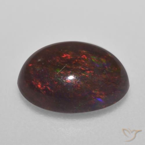 Ópalo de chocolate Multicolor natural de 0.71 ct, Ovalada, Translúcido