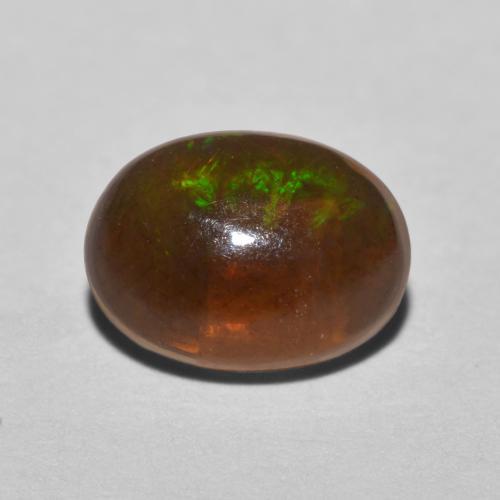 Ópalo de chocolate Multicolor natural de 0.57 ct, Corte Óvalo, Translúcido