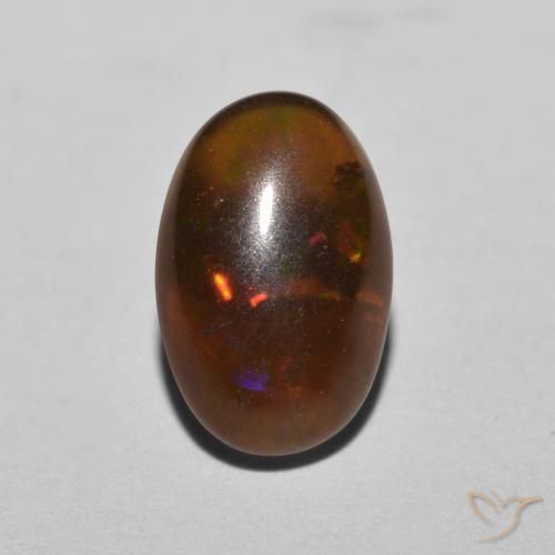 0.80ct Natural Multicolor Ópalo de chocolate, Ovalada, Translúcido