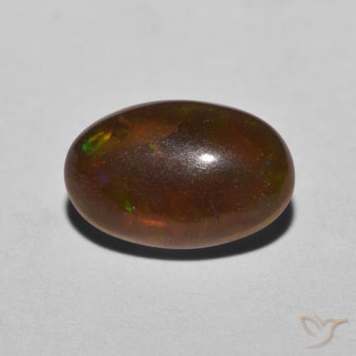 Ópalo de chocolate Multicolor natural de 0.80 ct, Ovalada, Translúcido