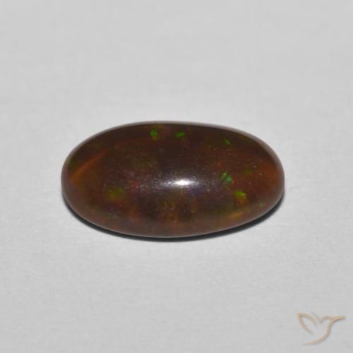Ópalo de chocolate Multicolor natural de 0.80 ct, Ovalada, Translúcido