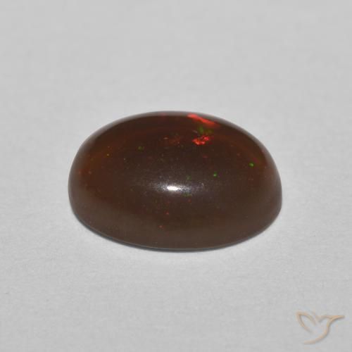 Ópalo de chocolate Multicolor natural de 0.82 ct, Ovalada, Translúcido