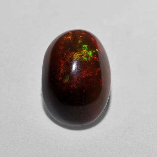 Ópalo chocolate multicolor natural de 1,27 ct, corte óvalo, translúcido