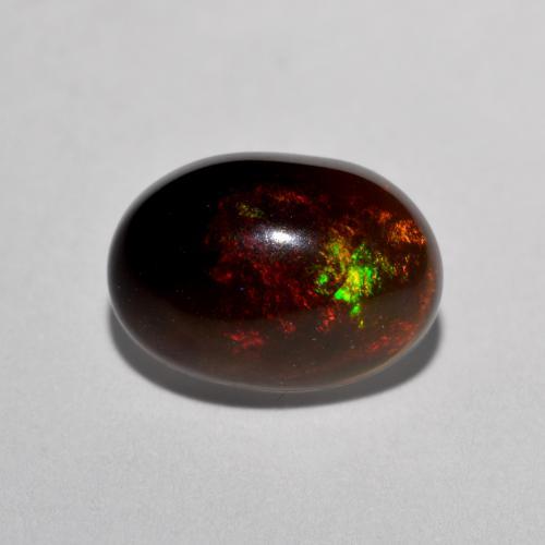 Ópalo chocolate multicolor natural de 1,27 ct, corte óvalo, translúcido