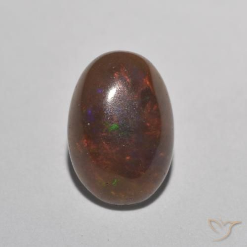 0.91ct Natural Multicolor Ópalo de chocolate, Ovalada, Translúcido