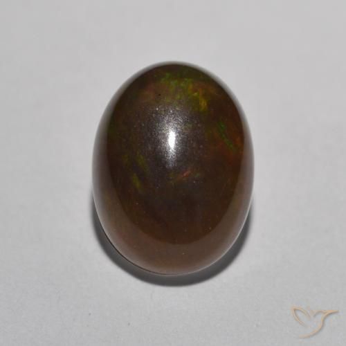 0.88ct Natural Multicolor Ópalo de chocolate, Ovalada, Translúcido