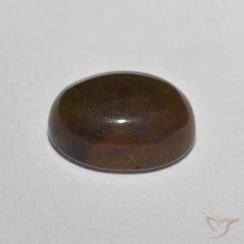 Ópalo de chocolate Multicolor natural de 0.88 ct, Ovalada, Translúcido
