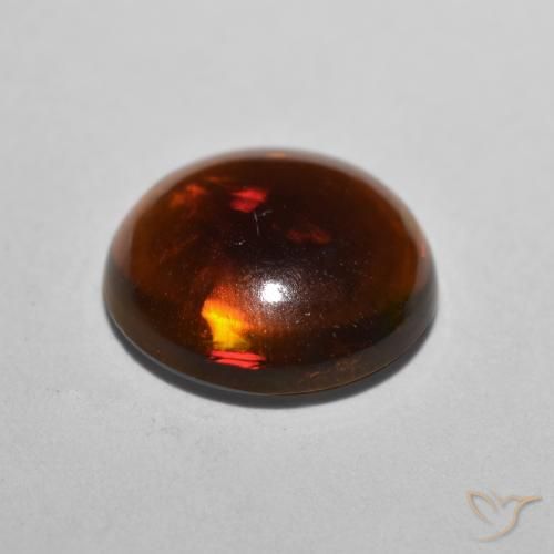 Ópalo de chocolate Multicolor natural de 0.84 ct, Redondo, Translúcido
