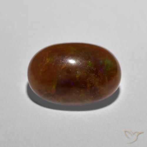 Ópalo de chocolate Multicolor natural de 1.17 ct, Ovalada, Translúcido