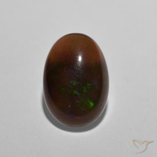 0.66ct Natural Multicolor Ópalo de chocolate, Ovalada, Translúcido