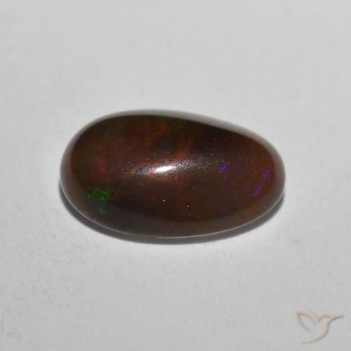 Ópalo de chocolate Multicolor natural de 0.66 ct, Ovalada, Translúcido
