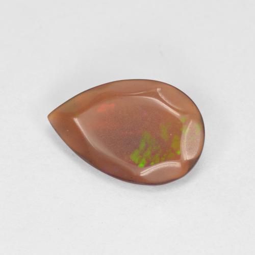 Ópalo chocolate multicolor natural de 0,48 ct, en forma de pera, translúcido