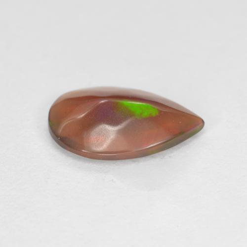 Ópalo chocolate multicolor natural de 0,48 ct, en forma de pera, translúcido