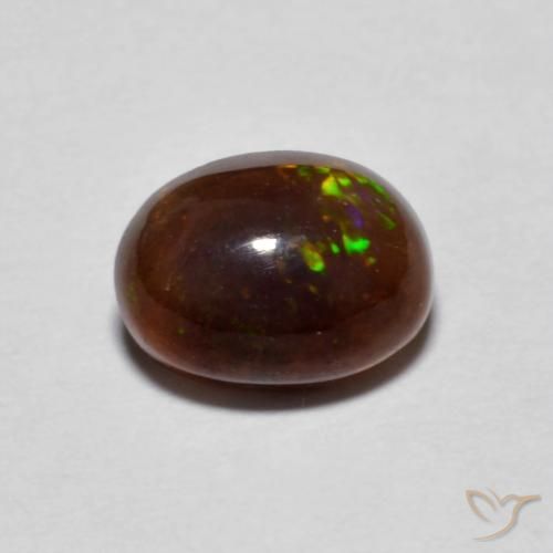 0.80ct Natural Multicolor Ópalo de chocolate, Ovalada, Translúcido