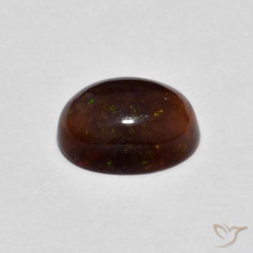 Ópalo de chocolate Multicolor natural de 0.80 ct, Ovalada, Translúcido