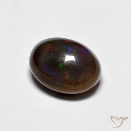 Ópalo de chocolate Multicolor natural de 0.88 ct, Ovalada, Opaco