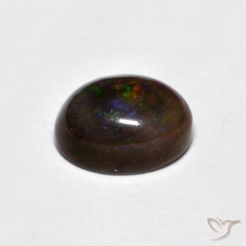 Ópalo de chocolate Multicolor natural de 0.88 ct, Ovalada, Opaco