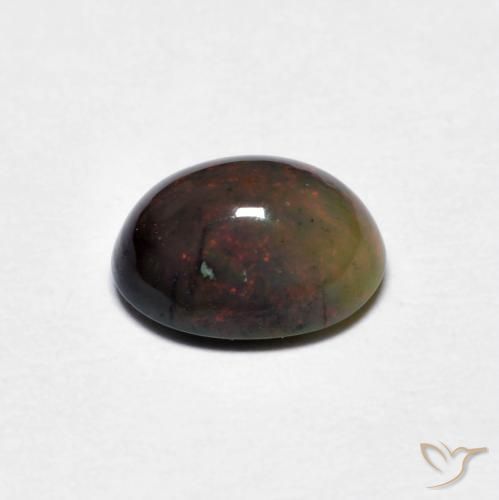 Ópalo de chocolate Multicolor natural de 0.89 ct, Ovalada, Translúcido