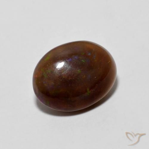 Ópalo de chocolate Multicolor natural de 0.84 ct, Ovalada, Opaco